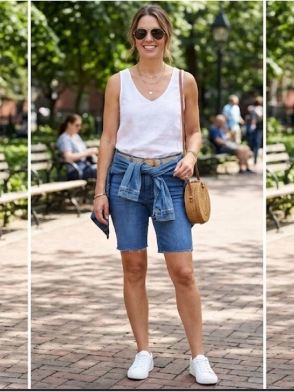 Levi's Denizen Mid Rise Shaping Denim Bermuda Shorts Blue Frayed Jean 8 30